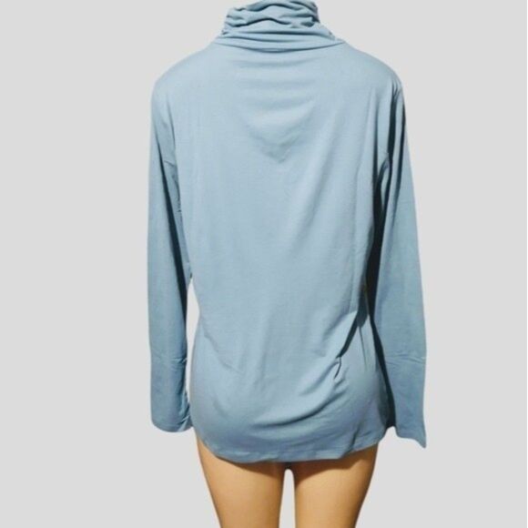 Teal Blue Mock Turtleneck Sweater Top XL - Picture 2 of 4